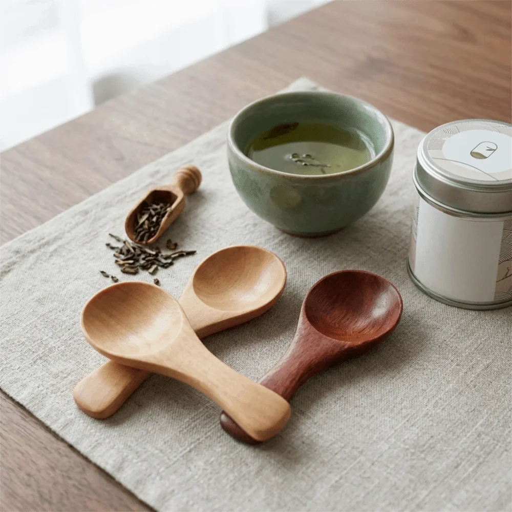 10Pcs Wood Dessert Spoon Wood Grain Texture Solid Ice Cream Spoon Smooth Hand Practical Eating Spoon Dessert Serving