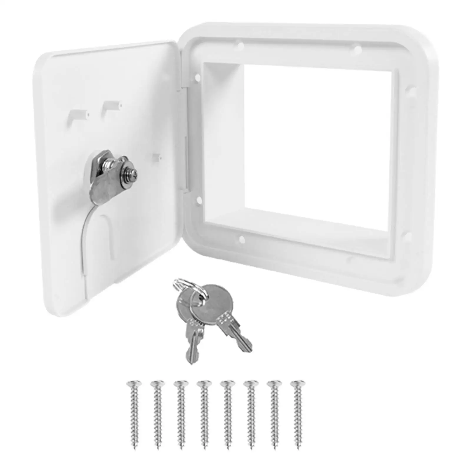 

Square RV Trailer Electric Cable Hatch W/ Door Compartment Reserved Drain Door Plastic Cable Cover for Camper Electric Cord