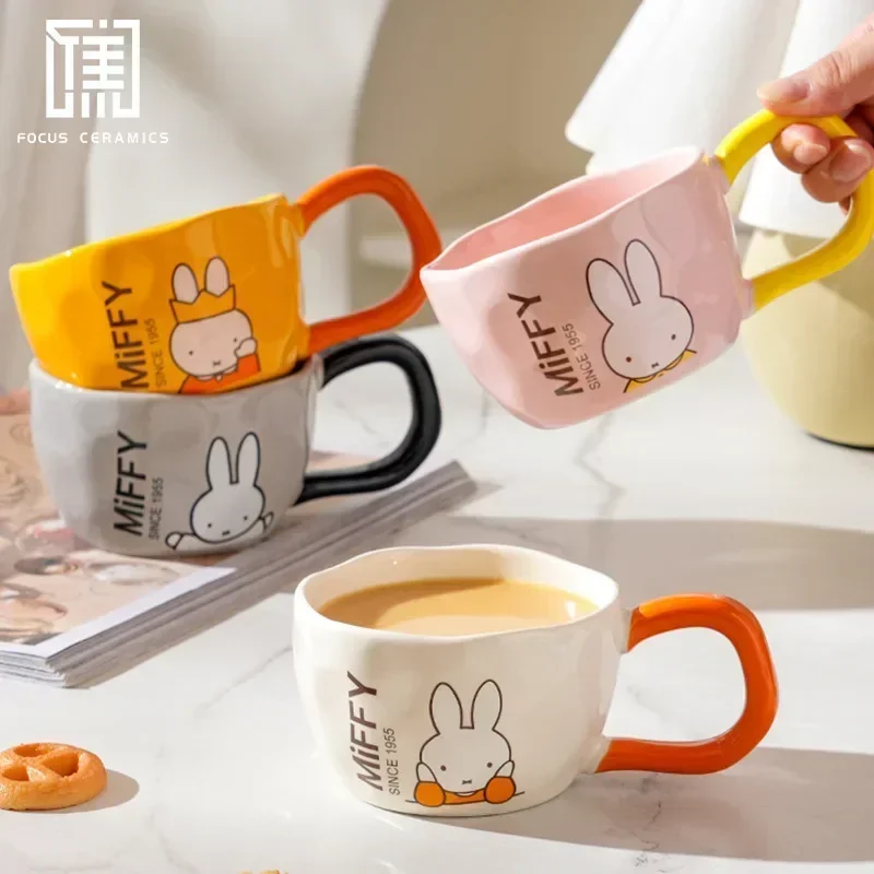 Miffy Cute Cartoon Mug High Appearance Creative Ceramic Coffee Cup Office Water Cup Home Decor Gift for Kids Friends Lovers