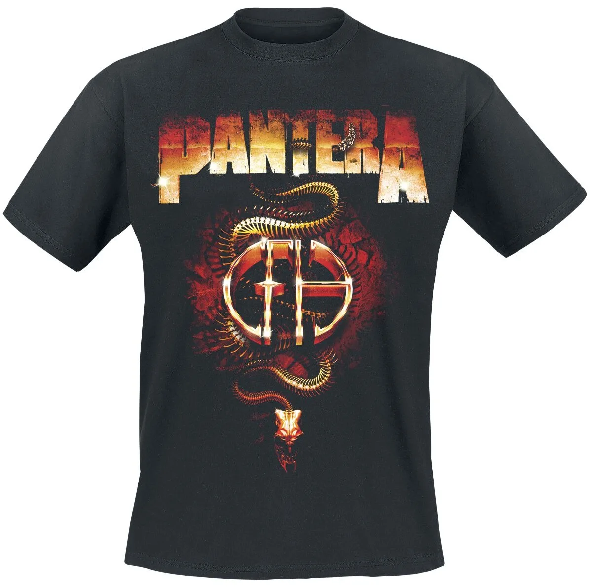 Pantera Metal Logo Tee, Thrash Metal T-Shirt with 3D Flame & Chain Effect Print, Metal Fan Merch