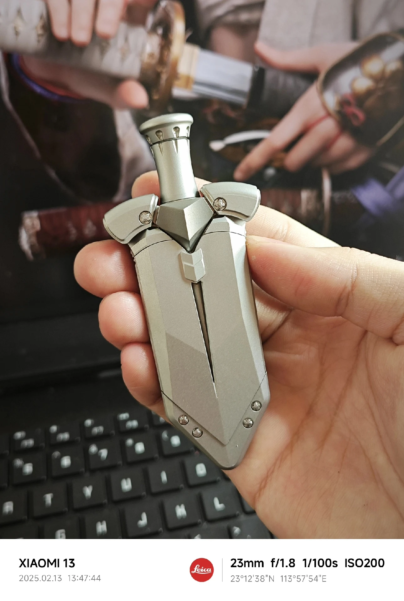 Used EDC Stainless Steel Sandblasted Lake Lightsaber Mechanical Paragraph Push Card Edc Decompression Toy