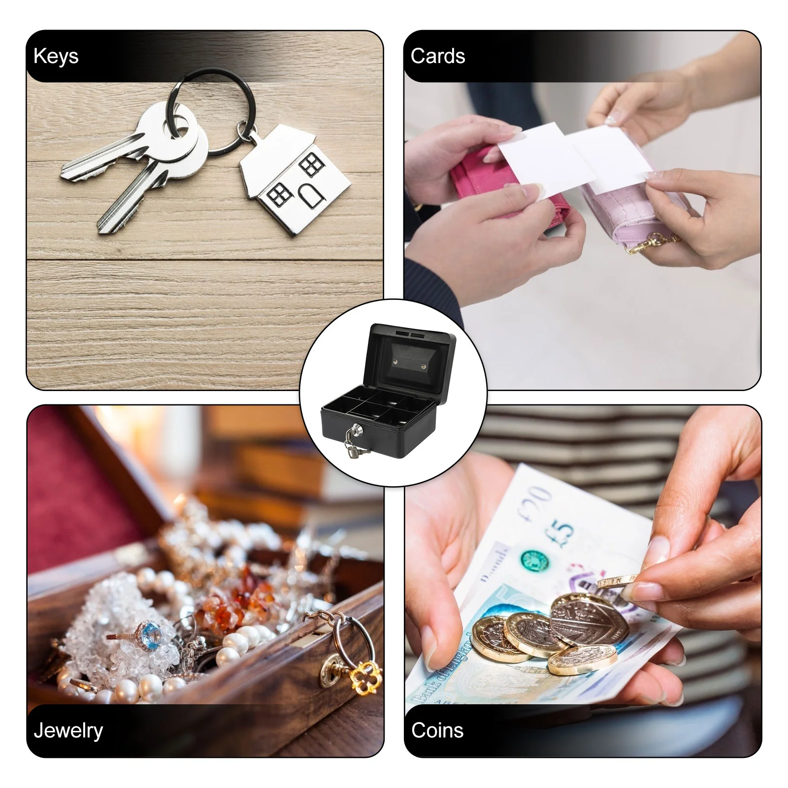 Storage Box with Lock Security Cabinet Iron Case Portable Credential File Protection Small Holder