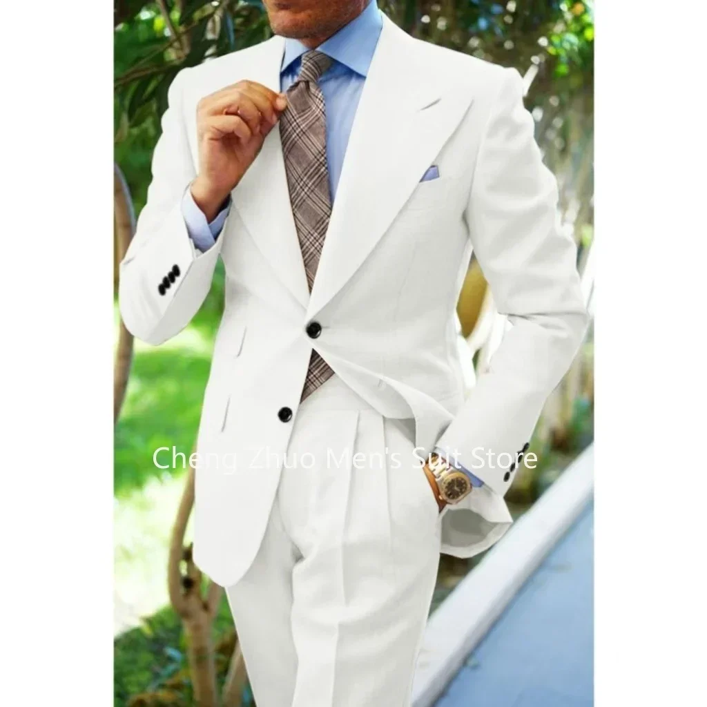 

Elegant High-Quality Men's Tuxedo Suit 2-Piece Blazer And Pant Set Peak Lapel Slim Fit for Wedding Business Occasions