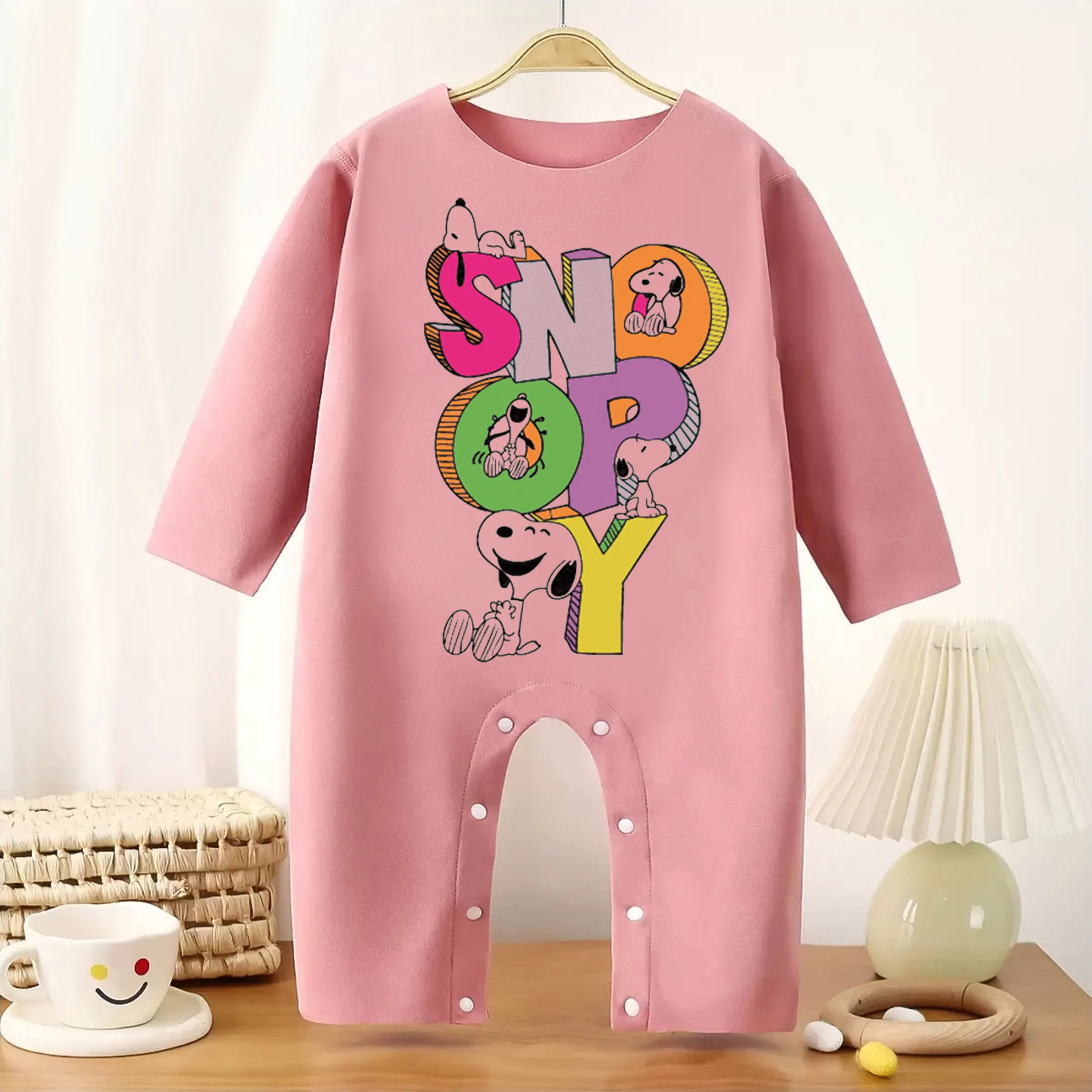 

Красочный детский боди SNOOPY с длинными рукавами, сохраняющий тепло, комбинезон для роста 60-90 см, детская одежда, удобный комбинезон