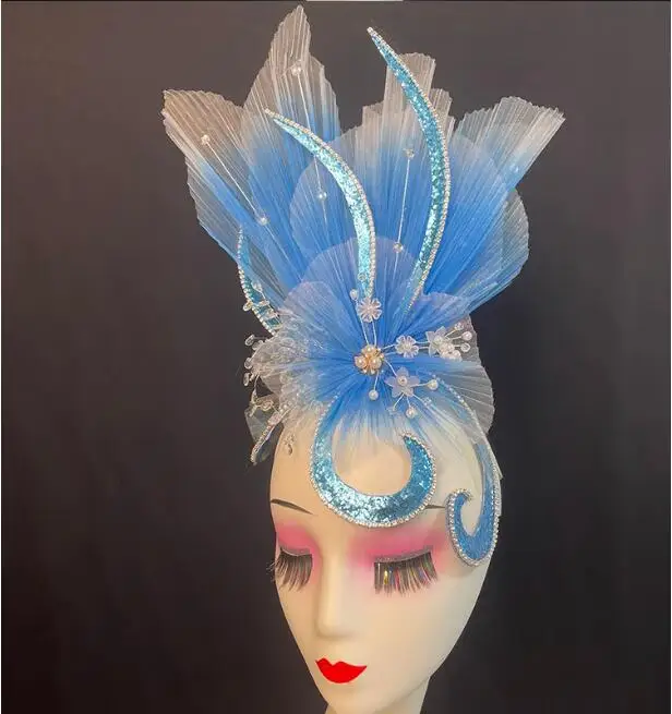 Modern National Standard Competition Headwear, Flowers, Yangko Dance Performance Headwear