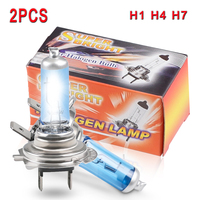 Car Auto Lamps Xenon Lamp Super Bright Halogen Car Headlight 2Pcs Super LED Bulbs White 12V H1 H4 H7 Headlamps Kit 100W 6000K