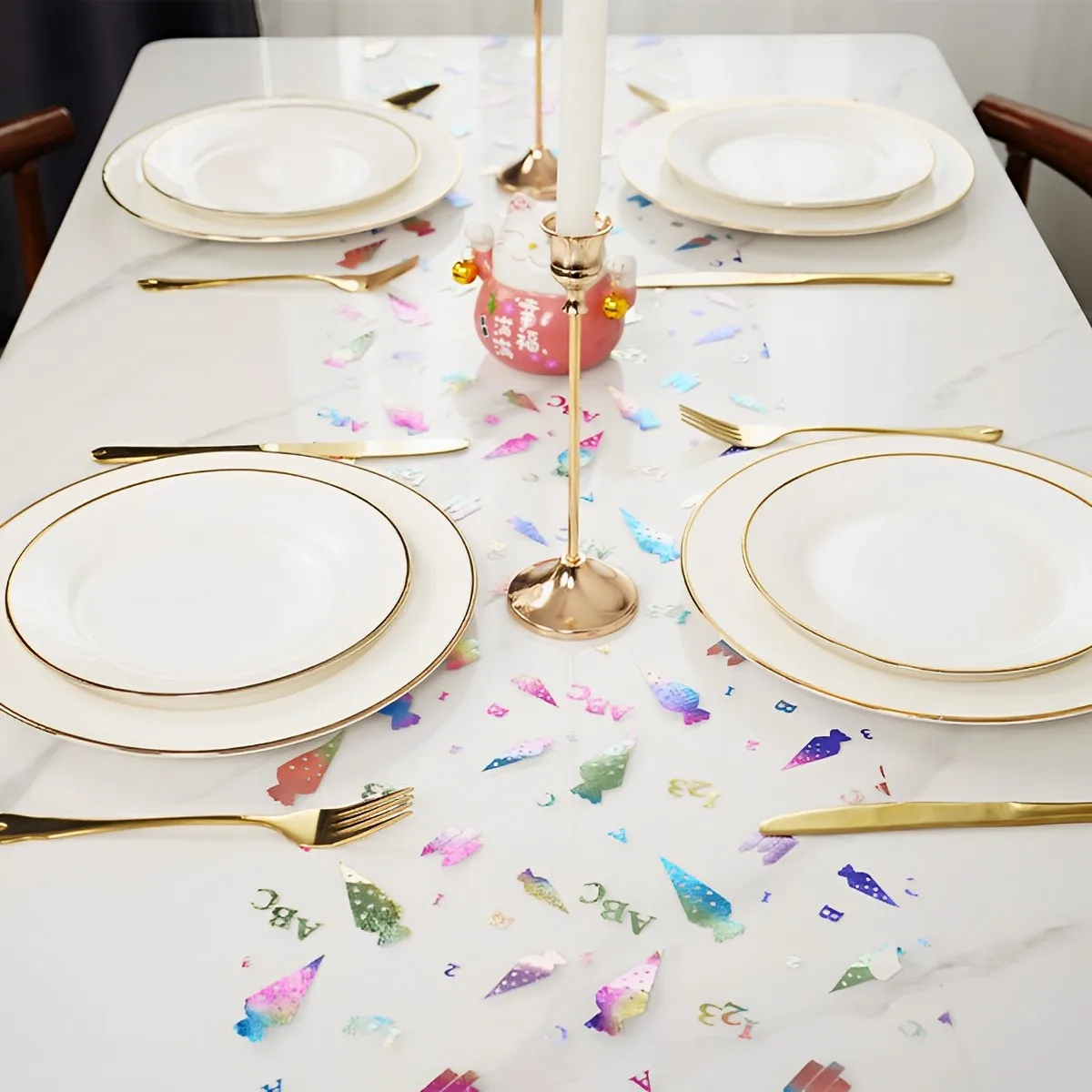 

Colorful Candy Table Runner, Shiny Children Birthday Party Table Runners Decor