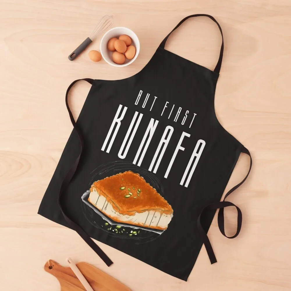 

But First Kunafa- Knafeh, Kunafeh, Chnafa Dessert Funny Meme Generative AI Apron Kids Apron