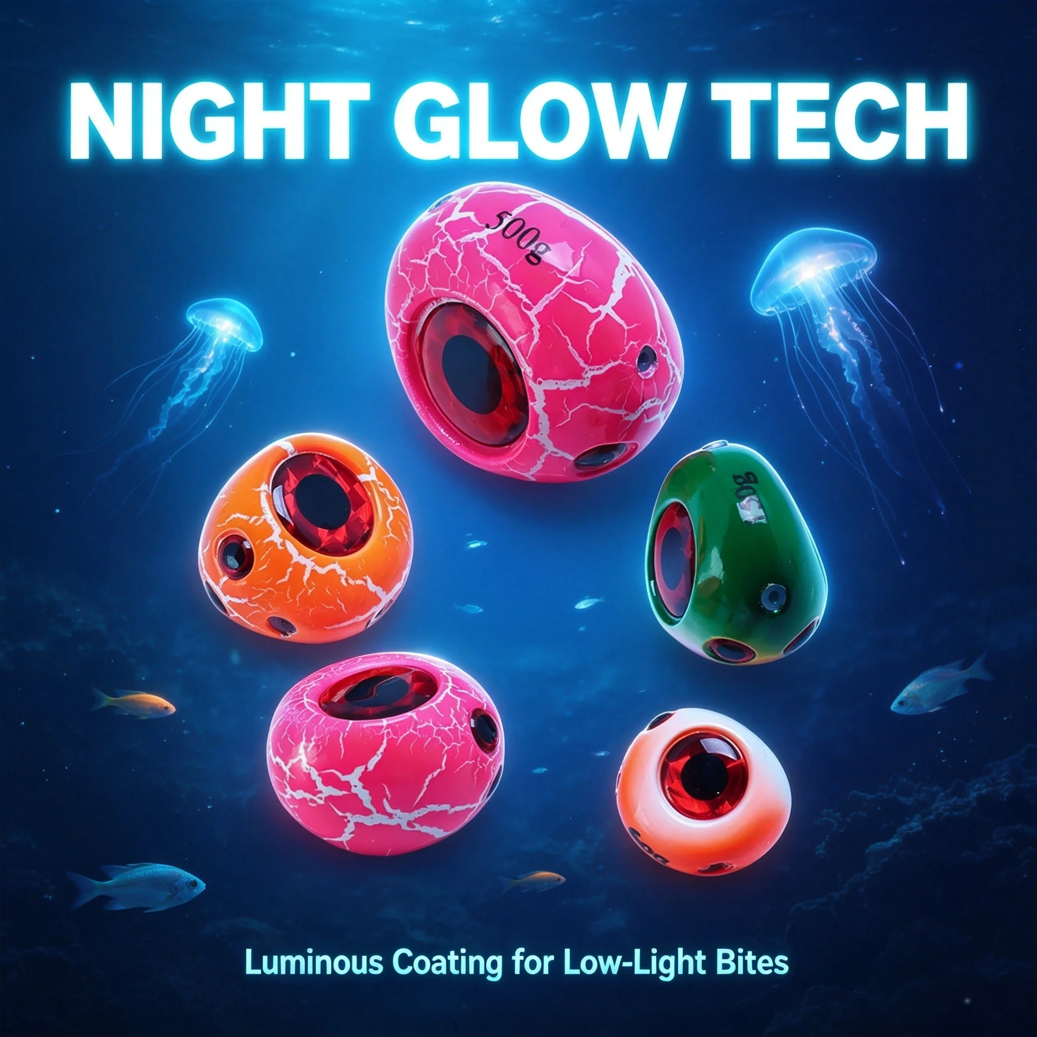 1Pc Glow in the Dark Crack Eye 40-250g Saltwater Deep Sea Fishing Weight for Sea Bream Snapper Grouper Boat Fishing Accessory