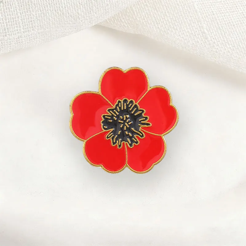 Gorgeous Red Flower Badge Vintage Style Enamel Pins Fashion Lapel Metal Brooches Backpack Clothes Jewelry Gift for Friends