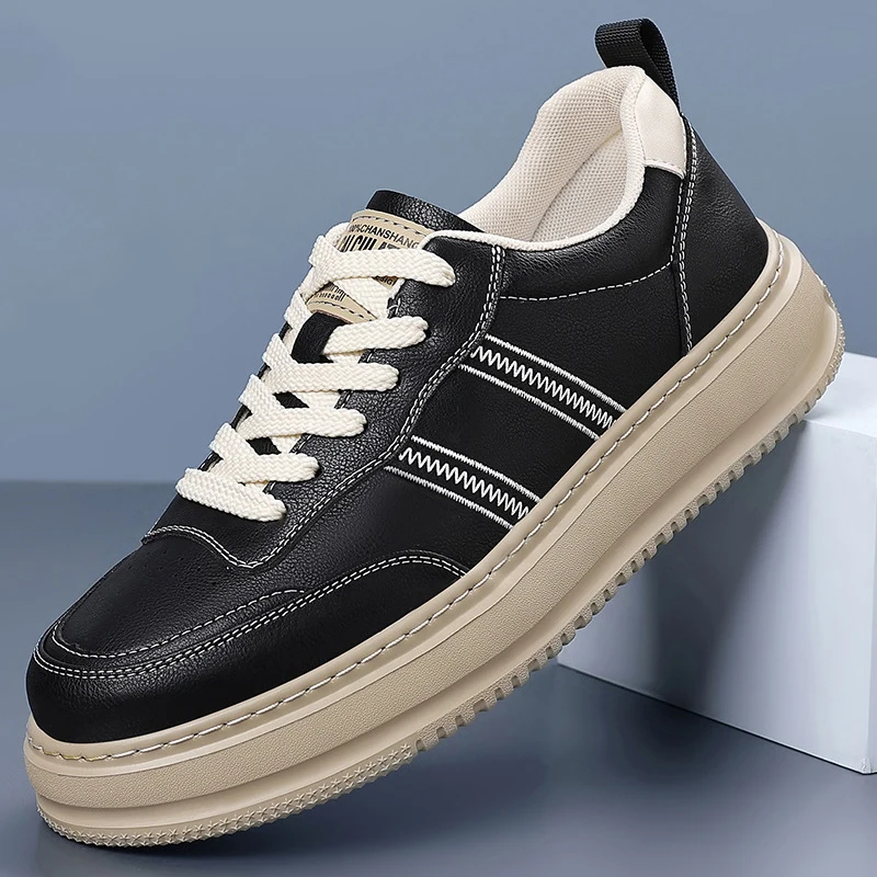 

2025 Autumn and Winter Men's Business Casual Leather Shoes Men's British Sports Shoes Thick-soled Casual Sports Trendy Shoes New
