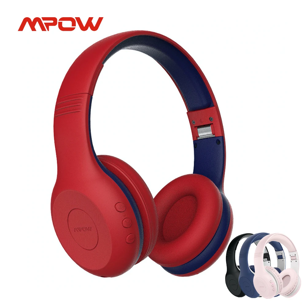 سماعات Mpow CH6 Plus بلوتوث للأطفال V5.0 سماعات رأس لاسلكية 95dB محدودة مع مايكروفون 15h وقت اللعب للدراسة عبر الإنترنت لوحة أجهزة الكمبيوتر