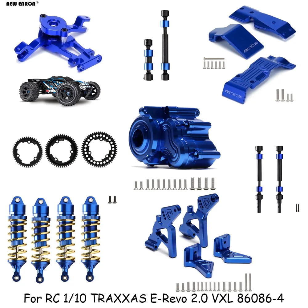 Metal Gearbox Wing Mount Arms Suspension Arm Skid Plate Assembly Drive Shaft Shocks For RC Traxxas 1/10 ERevo 2.0 VXL 86086-4