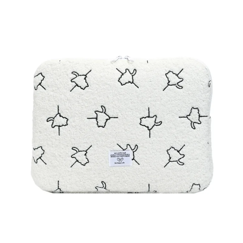 Capa de Tablet Bordada em Pelúcia, Estojo Protetor Macio para iPad Pro/Air de 11 a 13 Polegadas, Bolsa de Laptop Fofa para MacBook de 13 a 14 Polegadas