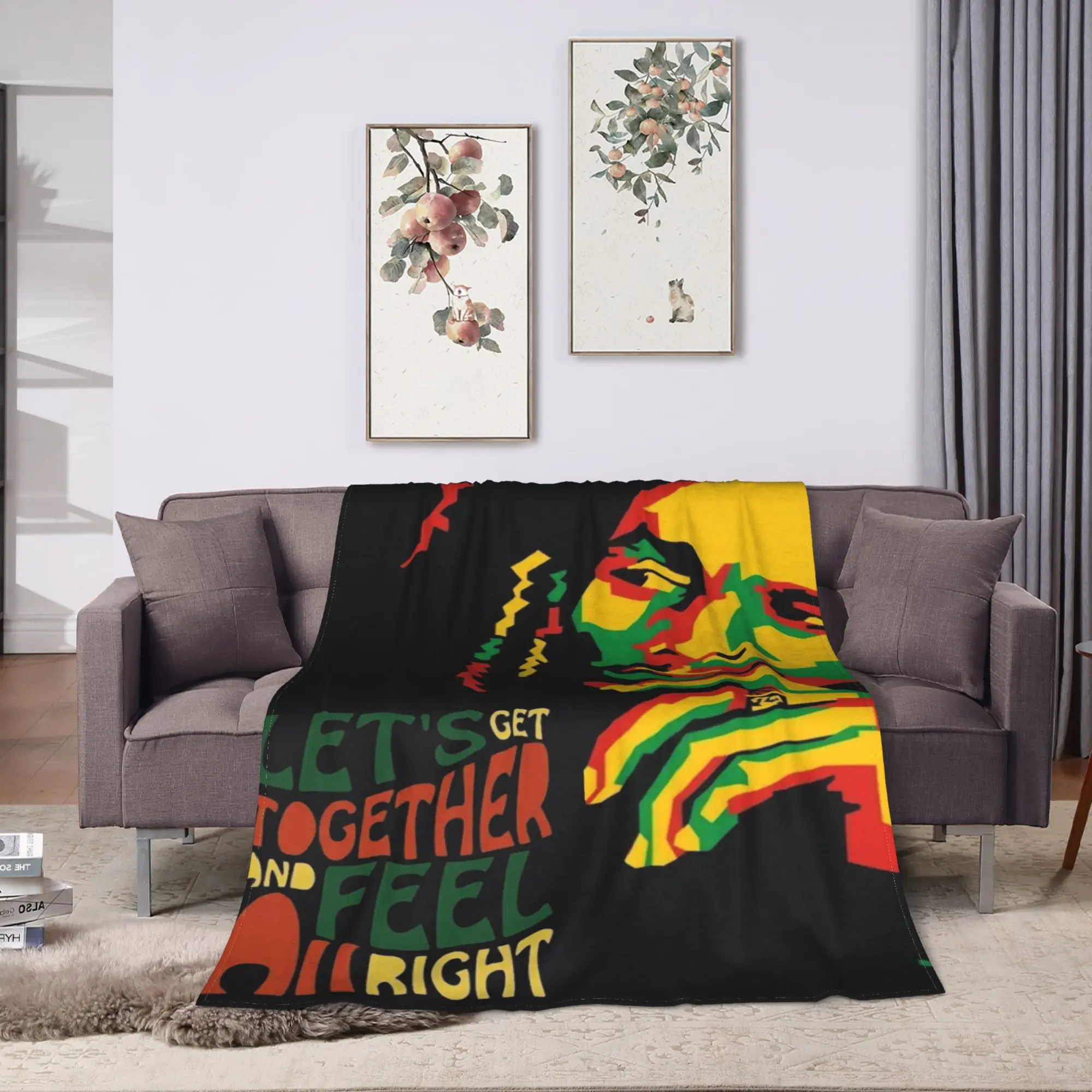 B-Bob M-Marley Singer Blanket Adults Girls  Flannel Throw Blanket For Living Room Soft Cozy DIY Quality Bedspread Present