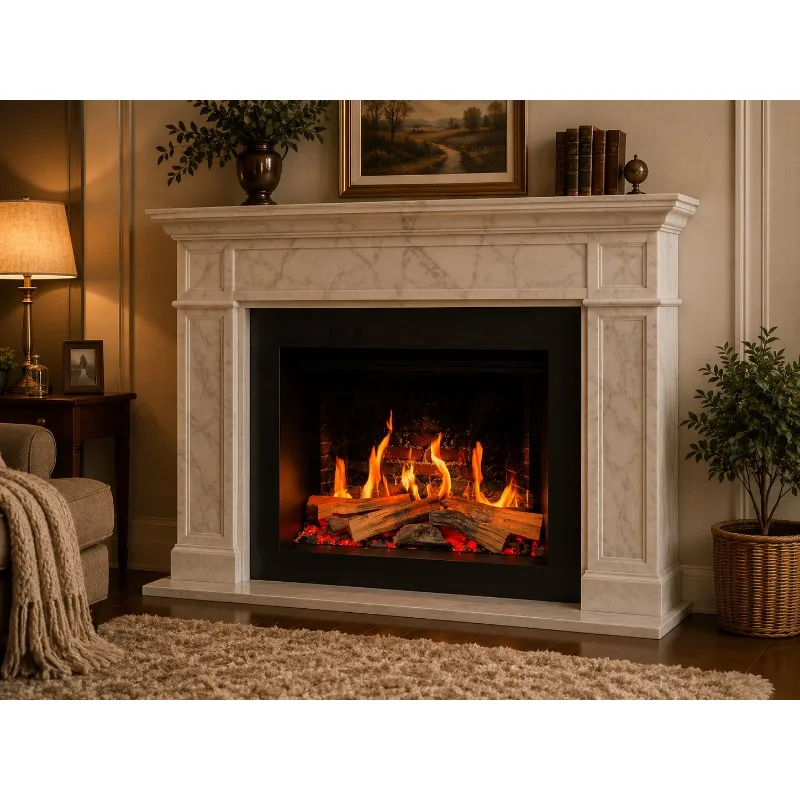 Newly Designed 32 Inch Holographic Electric Fireplace With Remote Control 1500W Adjustable Thermostat Metal Construction