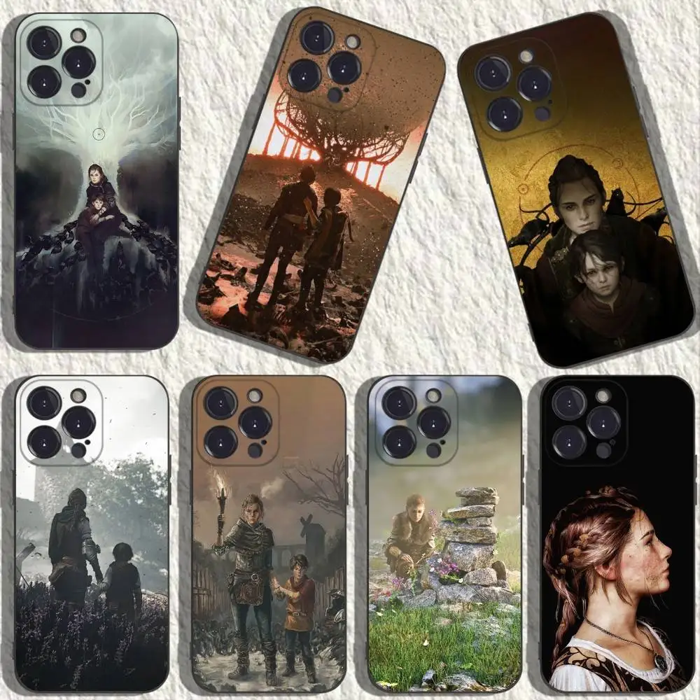 حافظة لهاتف آيفون 17,16,15,14,13,12,11,Plus,Pro Max,XS,X,XR,SE,Mini,8,7,غطاء أسود من السيليكون الناعم #1