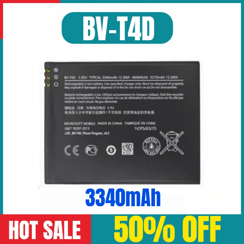 

3340mAh for Nokia Lumia 950XL RM-1085/1116 Mobile Phone Battery BV-T4D