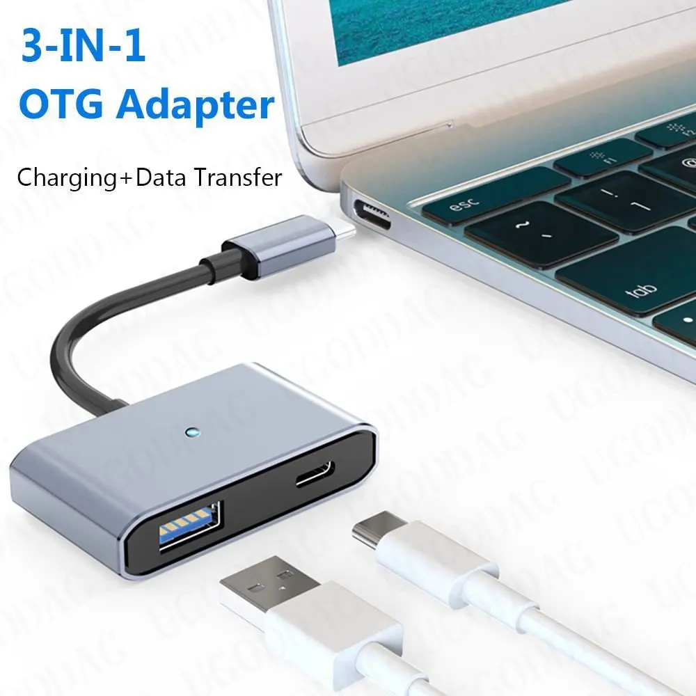 3 In 1 Type-C OTG Adapter PD Fast Charging Cable USB 3.0 External U Disk Converter Splitter For Laptop Phone Power Supply