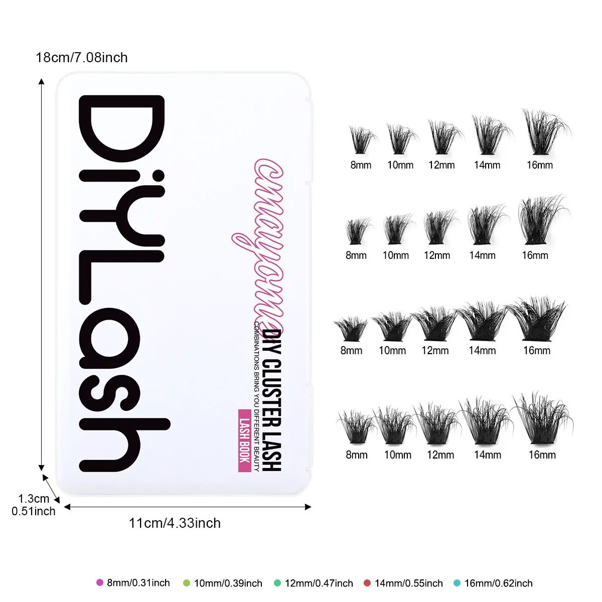 DIY Eyelash Extension Kit 592pcs Individual Lashes Cluster D Curl, 8-16mm Mix Lash Clusters with Lash Bond and Seal and Lash App