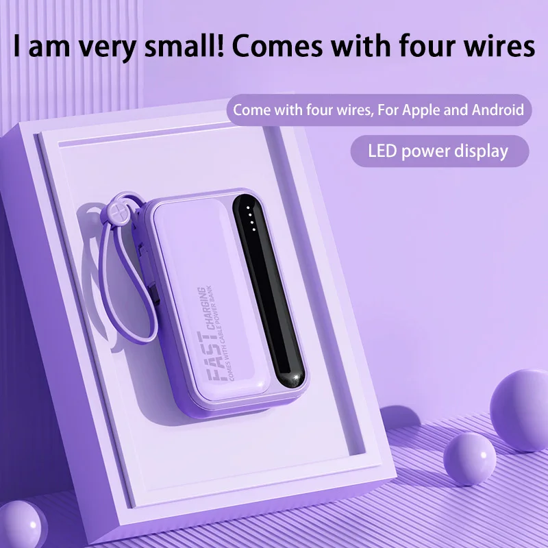 Xiaomi المدمج في الكابلات قوة البنك 4 In1 50000mAh سعة كبيرة ذكي شاشة ديجيتال ضوء بطارية محمولة لسامسونج