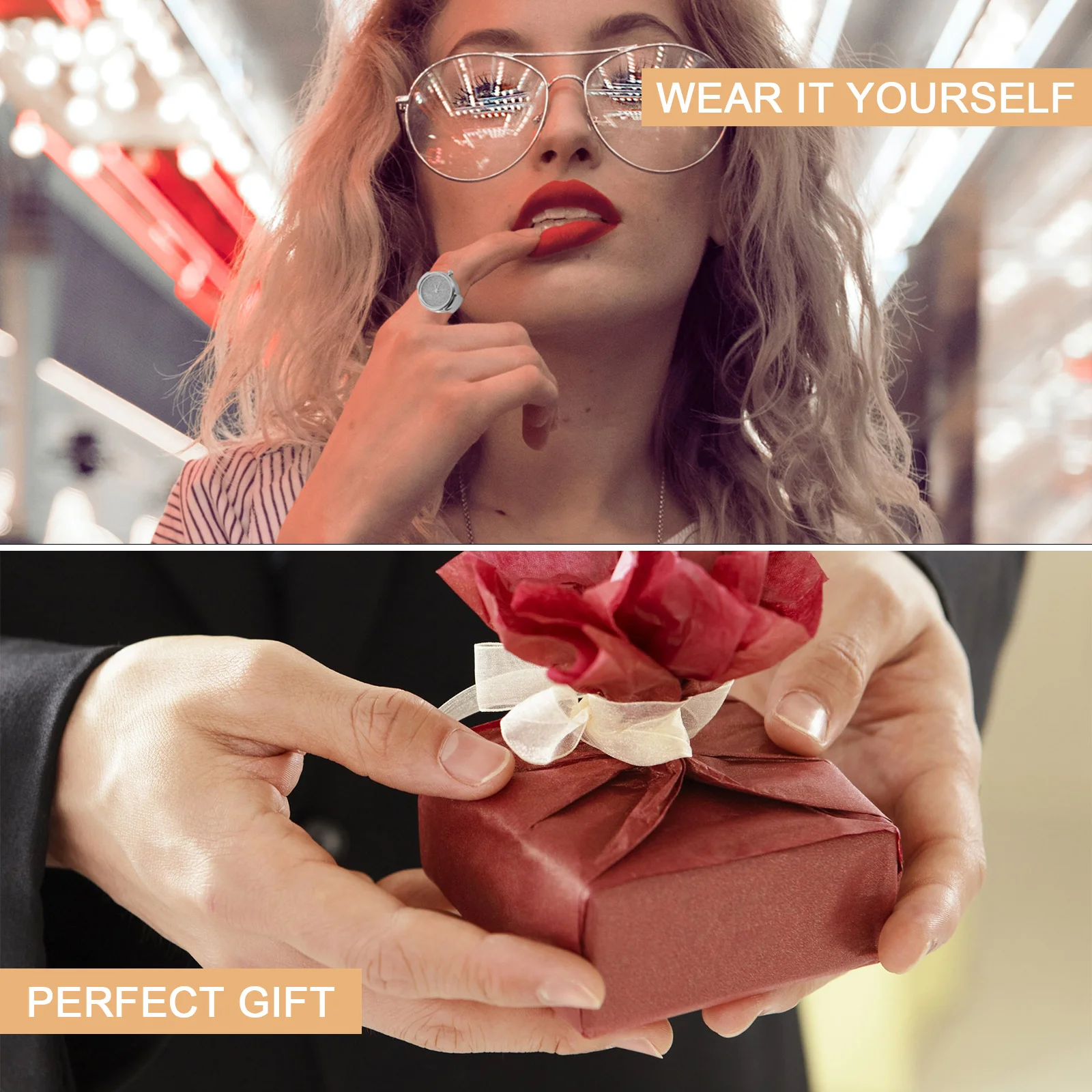 Reloj con anillo brillante a la moda, reloj con anillo para dedo con movimiento de cuarzo, accesorio duradero y elegante, regalo para hombres y mujeres, reloj de dedo