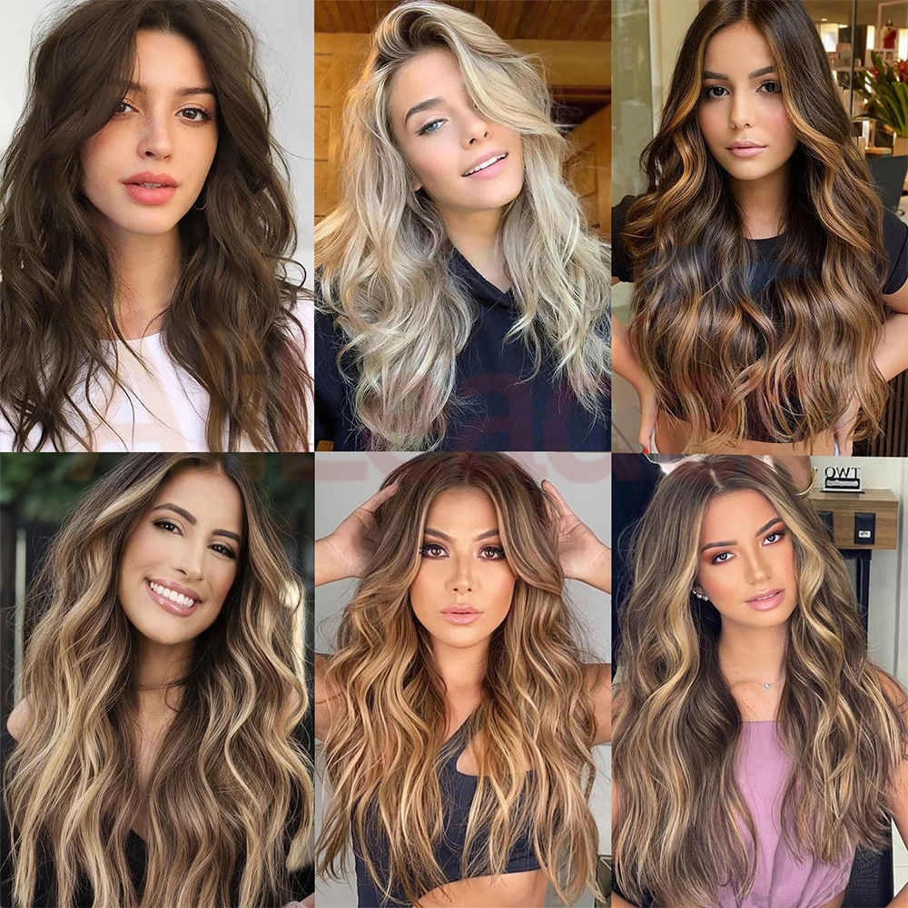 Cabelo longo com clip para mulheres, extensões de cabelo, acessórios para cabelo falso, peças sintéticas, 20 in, atacado