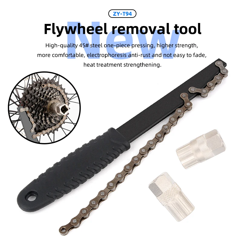 Bike Flywheel Removal Tool Kit With Cassette Wrench 12 Teeth MTB Cassette Sprocket Removal Wrench Portable Bicycle Repair Tools