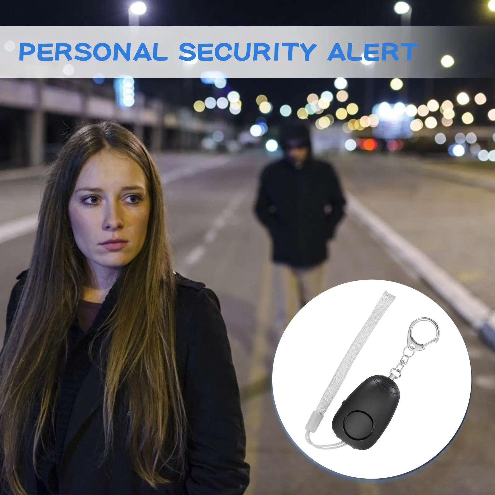 

Персональная охранная сигнализация 130 дБ с яркой LED-подсветкой для женской безопасности, для использования на улице и ночного бега