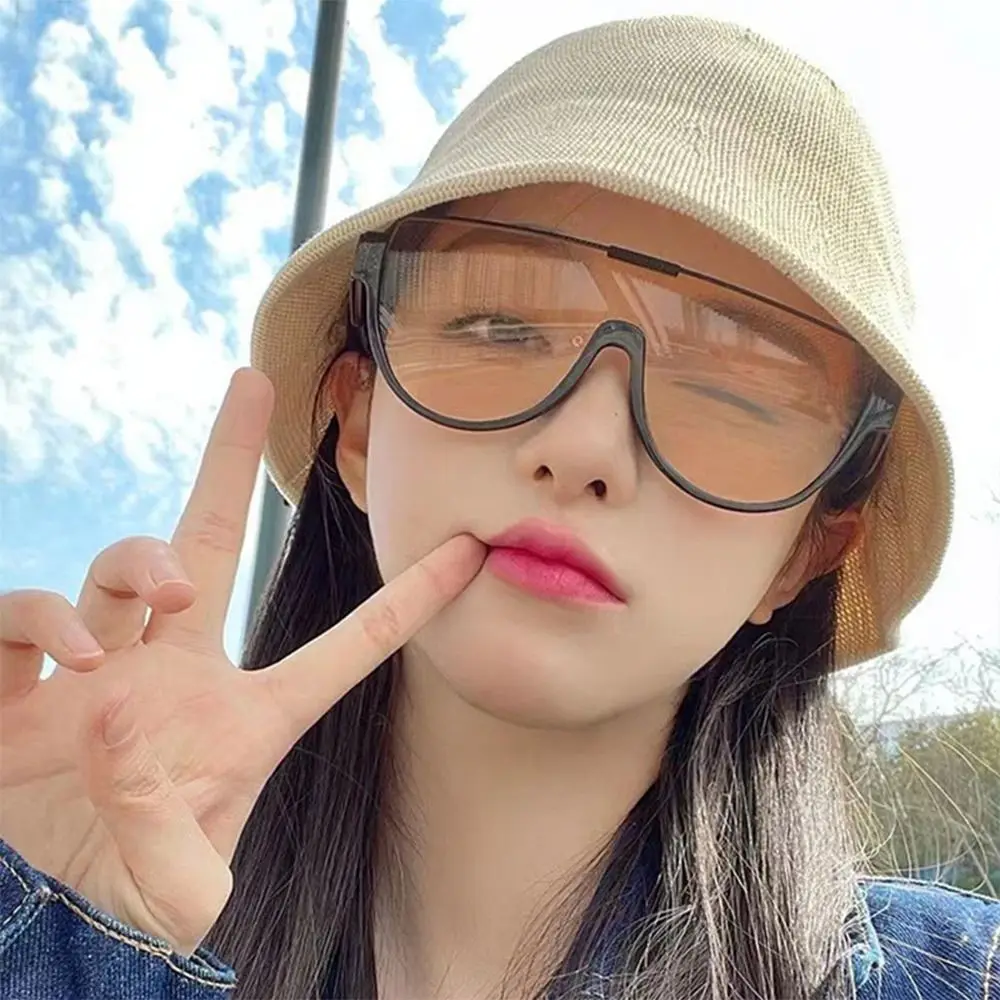 Ins Trending Monoblock Semi-round Sunglasses Outdoor Designer Oversized Sun Glasses Half Frame Goggle Shades for Women & Men