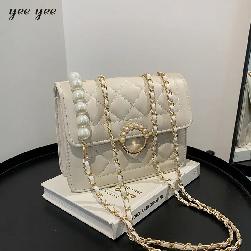 2024 New Women Pu Leather Trend Crossbody Bag Fashionable Diamond Grid Small Shoulder Bag White Black Travel Crossbody Bags