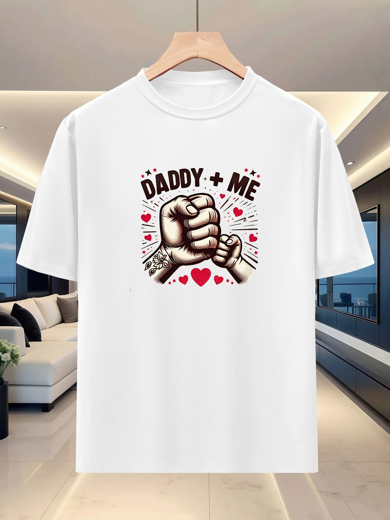 2026 Cross-border Bestseller - Dad + Me Pattern Embroidered Short-Sleeved T-Shirt - Teenage Casual Shirt