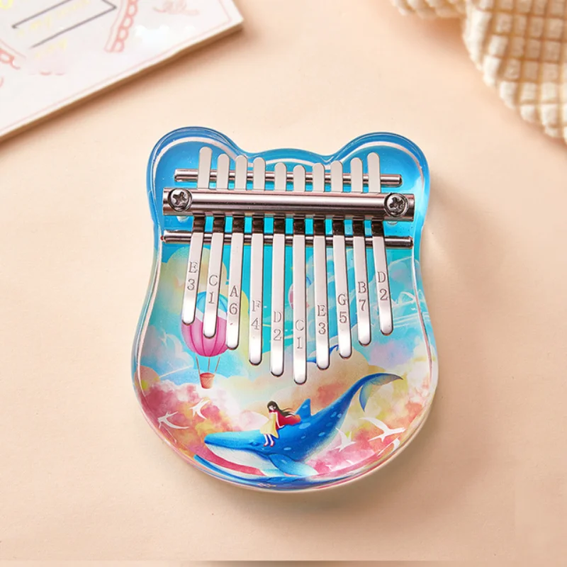 Kalimba 10 Keys Thumb Piano Transparent Acrylic Mini Finger Piano Keyboard Instrument Christmas Gift Finger Piano for Adult Kids