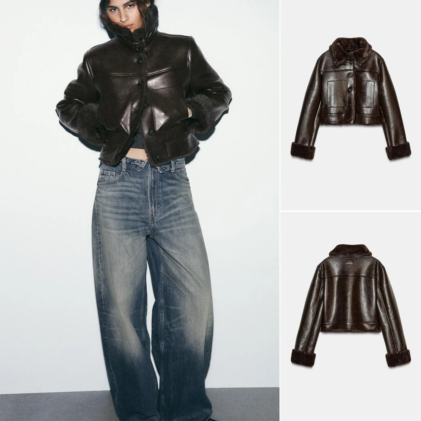 

Spring Summer New Women's Casual Style Double-Sided Short Jacket Long Sleeve Stand Collar Single-Button Outerwear 4341845