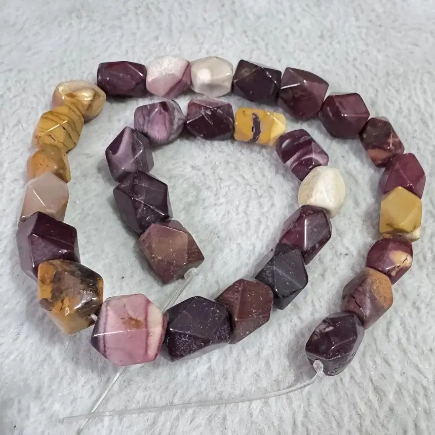 Wholesale Genuine Mookaite Stone Bead 10-14mm Faceted Nugget Gemstone Necklace Jewelry Making Beads Strand Length 15