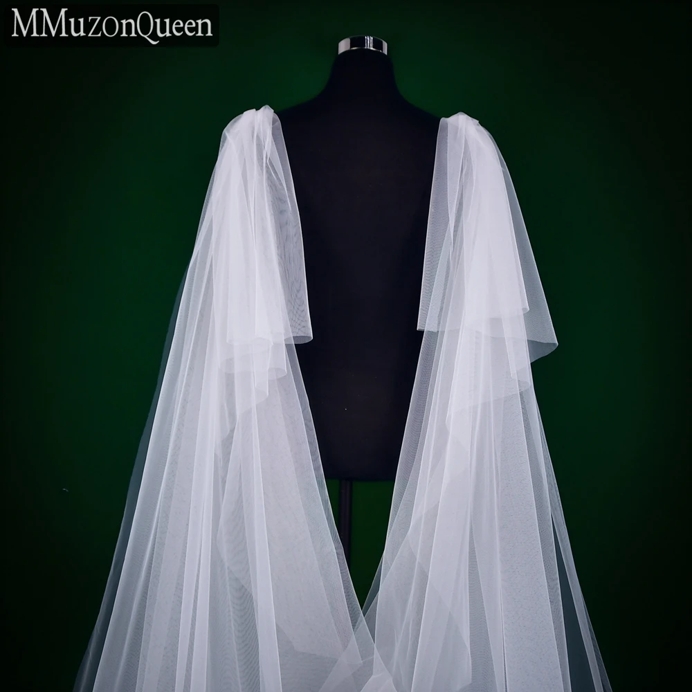 MMQ MG37 Long Cathedral Length Bridal Veil Evening Bolero Bridal Cloak for Wedding Dress Bolero Party Accessory DIY Customize