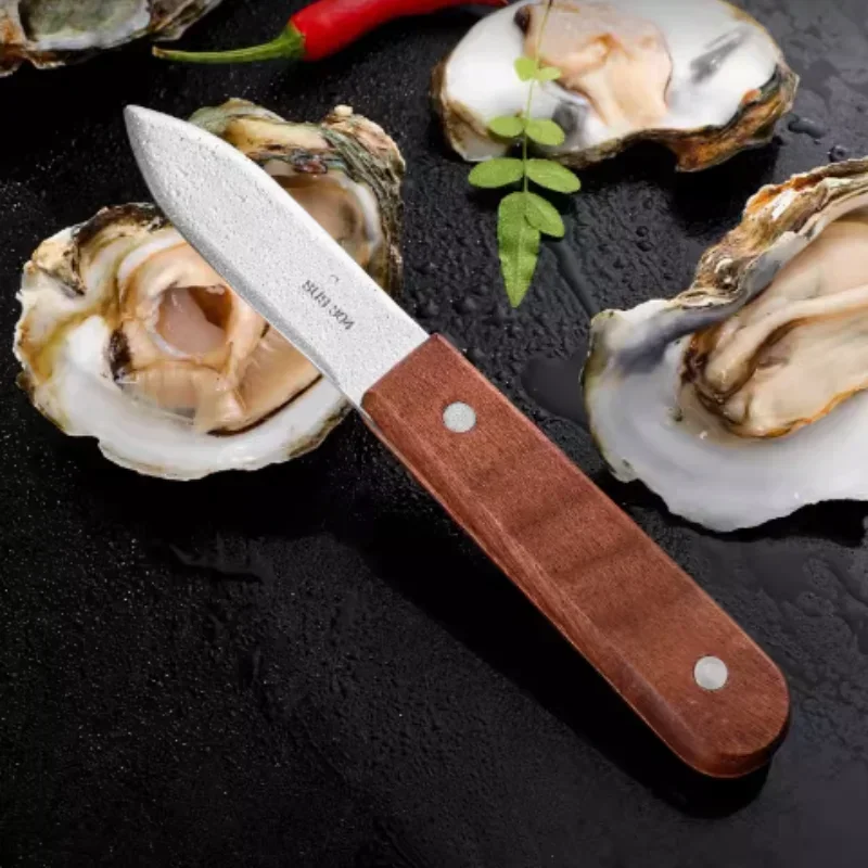 Walnut Handle Oyster Knife Multi-purpose Thickened 304 Stainless Steel Oyster Knife Kitchen Scallop Opener for Seafood Shells