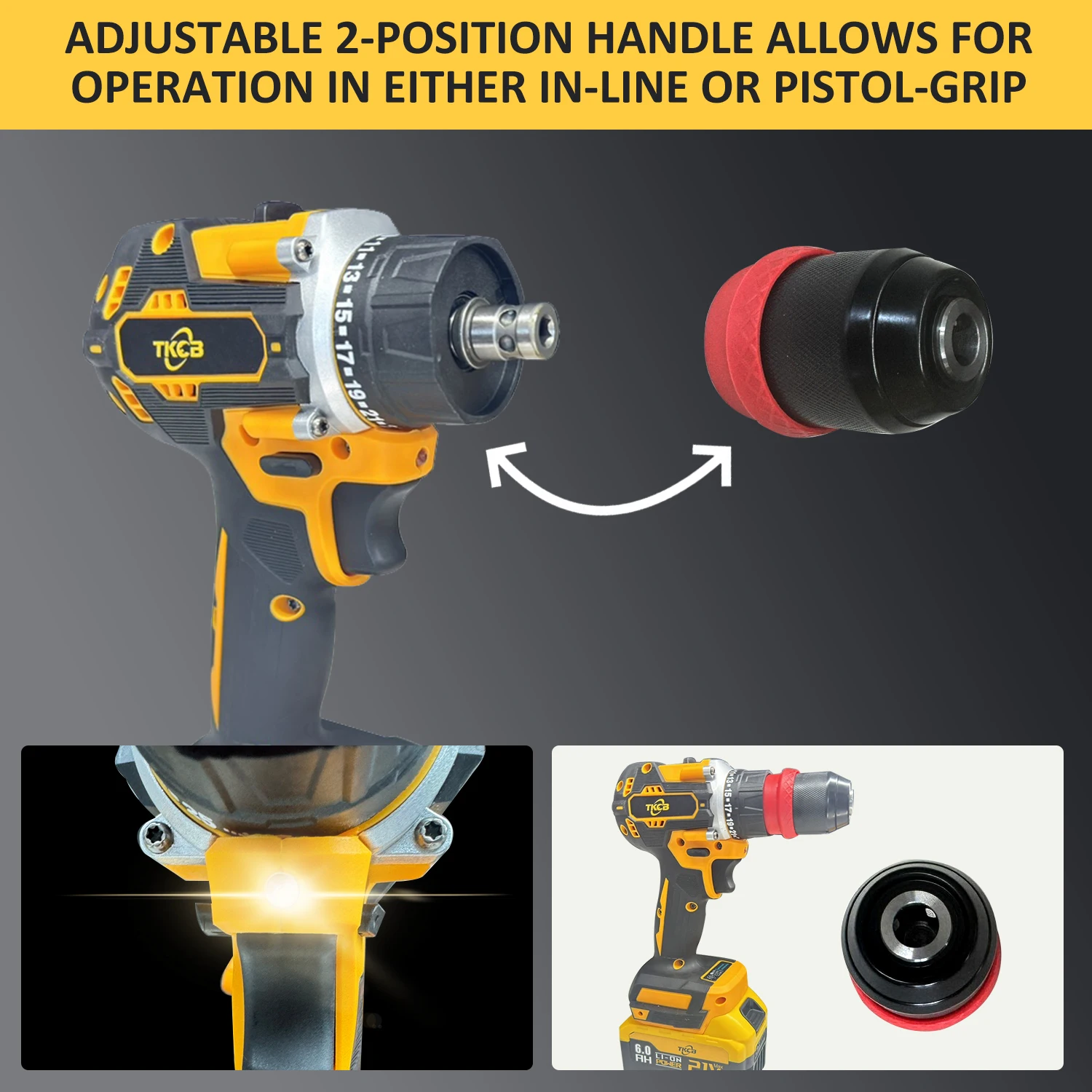 TKCB-18v 2in1 Lithium Drill Electric Screwdriver Multi-Function Power Tool 45nm Torque Brushless Motor Practical Screw Driver