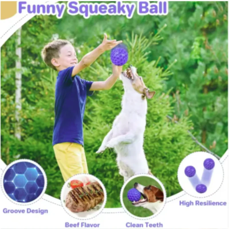 Interactive Indestructible Rubber Ball Dog Chewing Toy for Small Medium Large Breeds Pet Tooth Cleaning Fun Accessory