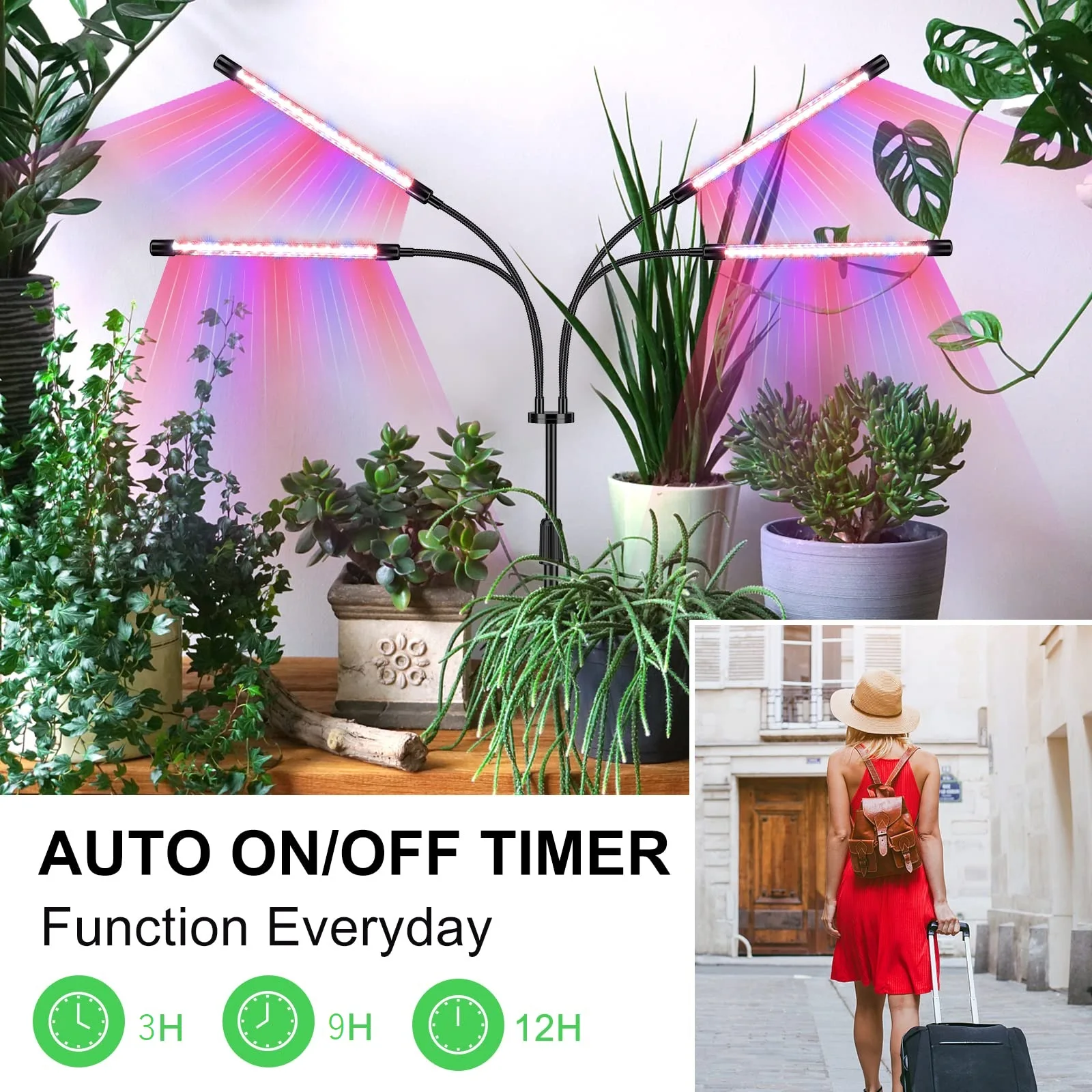 LED Desktop Stand Grow Light , Plant lights for Indoor Plants with Full Spectrum & Red White for Plant Growing Lamp