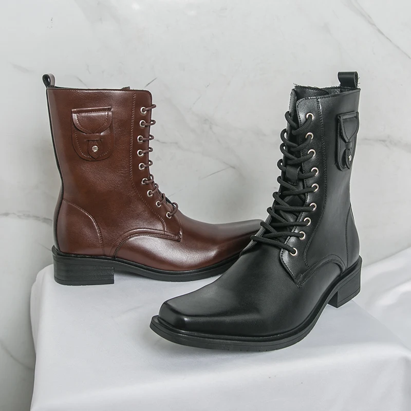 

Men's classic high top boots Gentleman British Fashion Style Work Fashion Party 38-46 leather shoes for autumn and winter