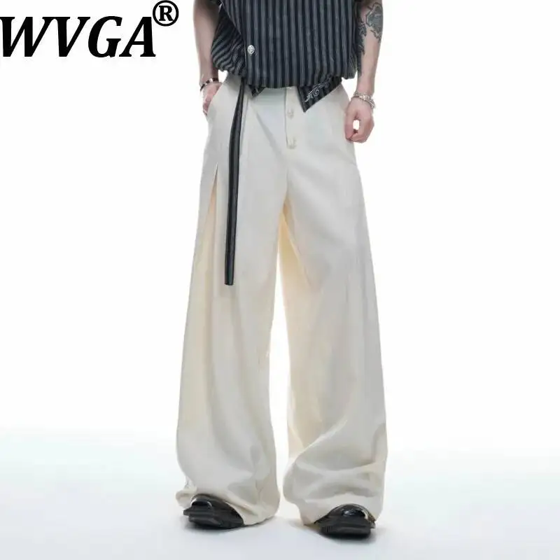 

WVGA Spring Summer New Men Elegant Embroidered High-Waisted Dark Pattern Wide-Leg Trousers Niche Casual Pants Ribbons Ins W25338