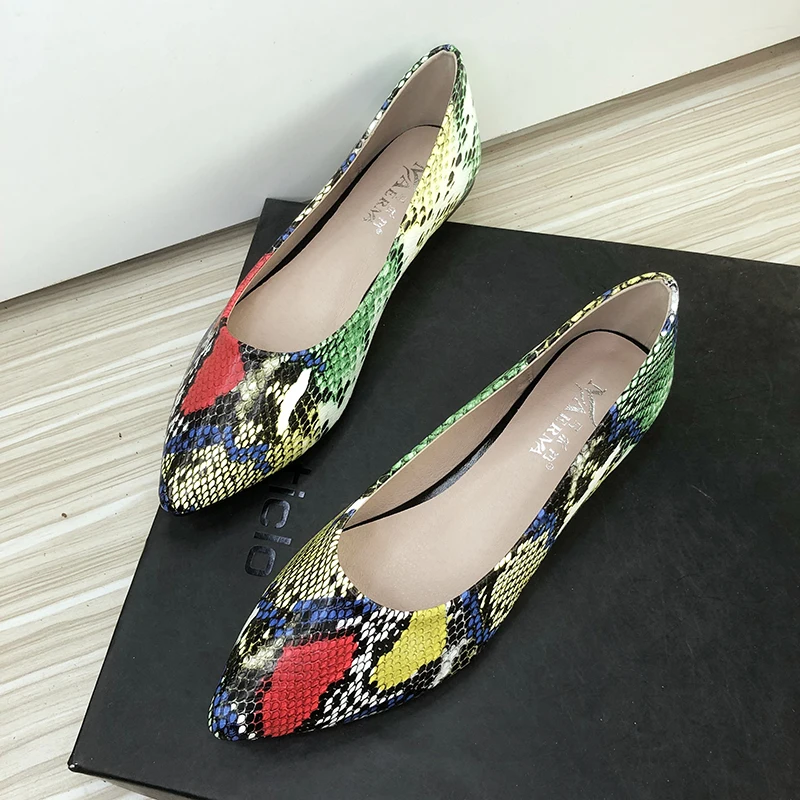 Lady Shoes Flats for Women Snake Skin 2023 New Summer Casual Shoes for Girls Size 33 34 43 44 Slip on High Quality Soft Sole