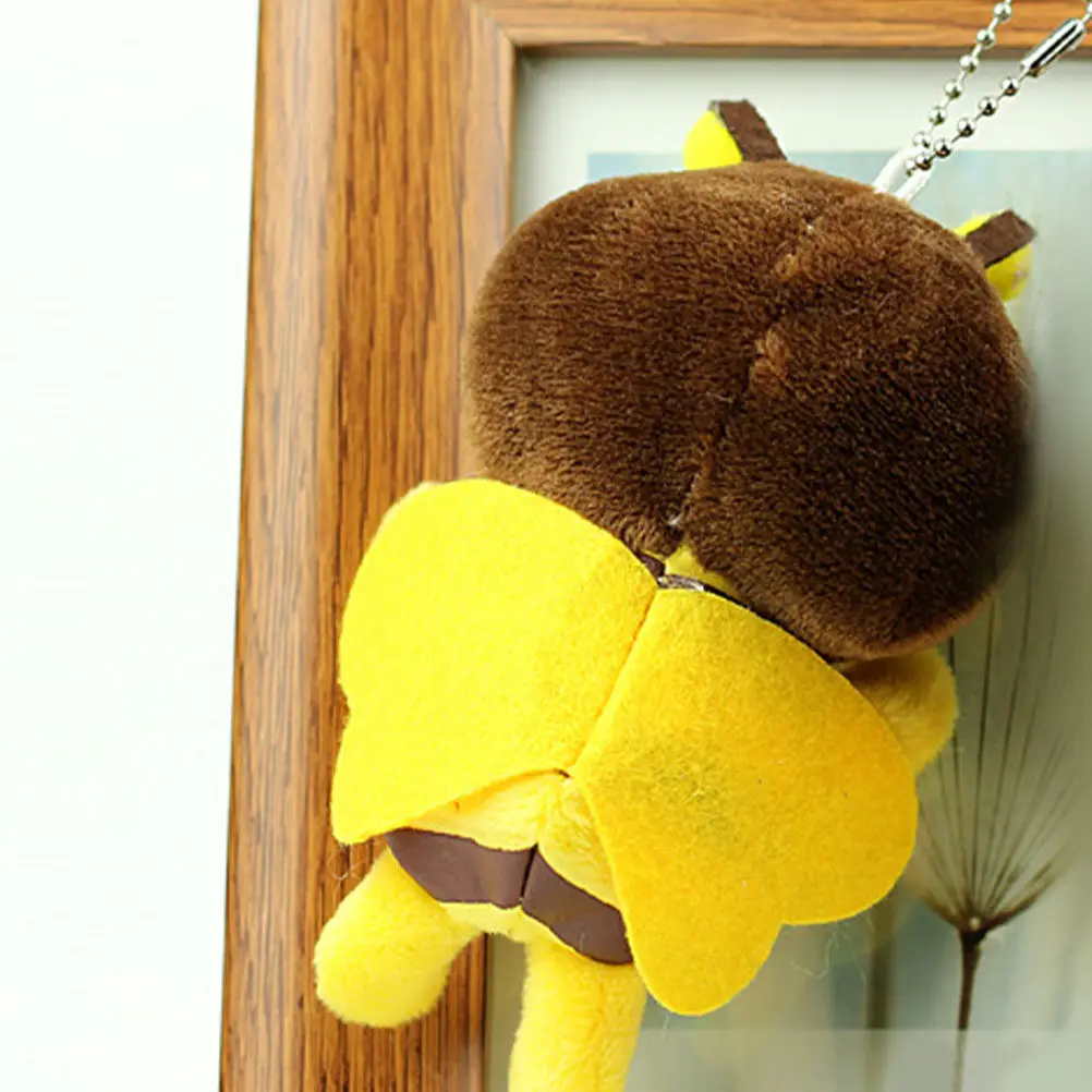 6Pcs Adorable Bee Keychain Stuffed Animal Soft Material for Backpacks Bags Cute Design Versatile Use Birthday Party Favors Kids