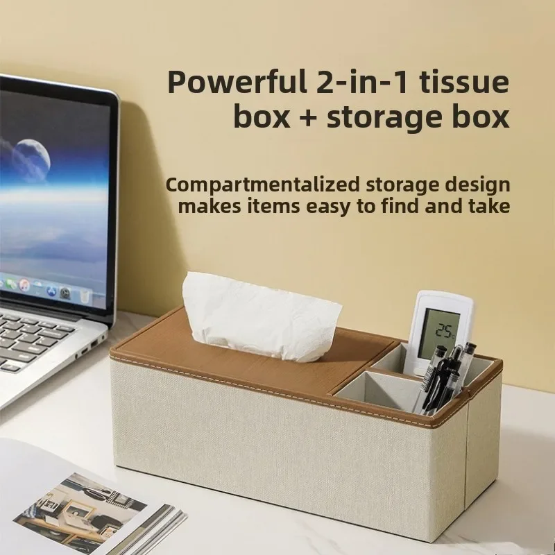 Restaurant Paper Box Toilet Living Room Hotel Japanese Minimalist Tissue Box Paper Facial Tissue Napkins Storage Leather Decor