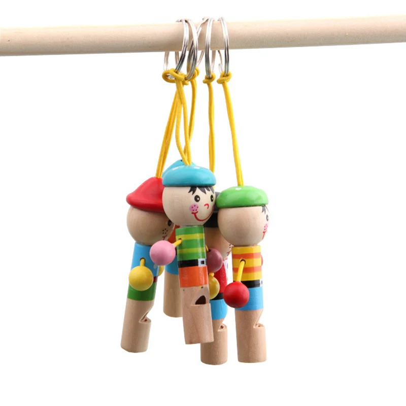 Mini silbato pirata de madera para niños, juguete Vocal creativo, llavero, instrumento encantador, regalo, 20/10 piezas