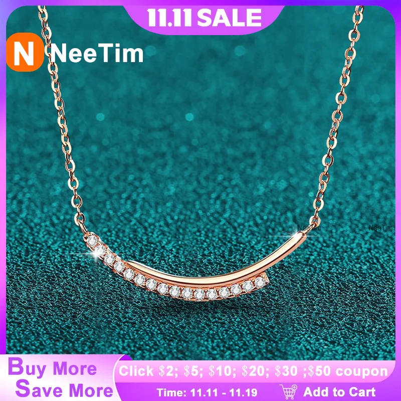 

NeeTim D VVS1 полное муассанитовое ожерелье для женщин, лабораторный бриллиант, стерлинговое серебро 925, подвеска для свадебной вечеринки, сертифицированные GRA ожерелья