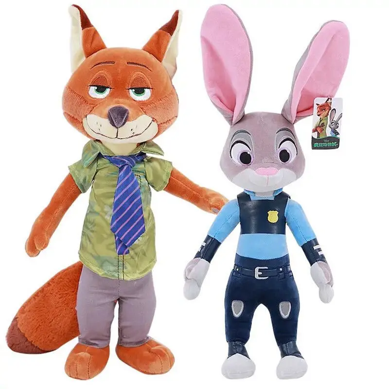 40-60cm Disney Zootopia Plush Fox Nick Toy Rabbit Judy Doll Stuff Plush Cute Cartoon Doll Children\'s Birthday Gift