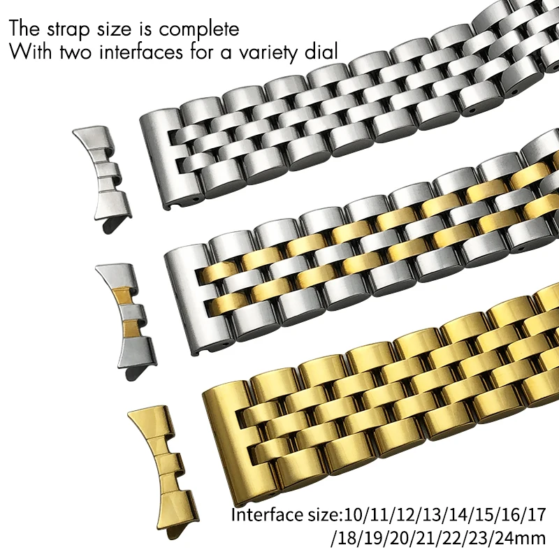 Curved End Stainless Steel Watch Strap 10mm 12mm 14mm 16mm 18mm 20mm 22mm 24mm for Tissot SEIKO IWC MIDO Hamilton Watch Strap