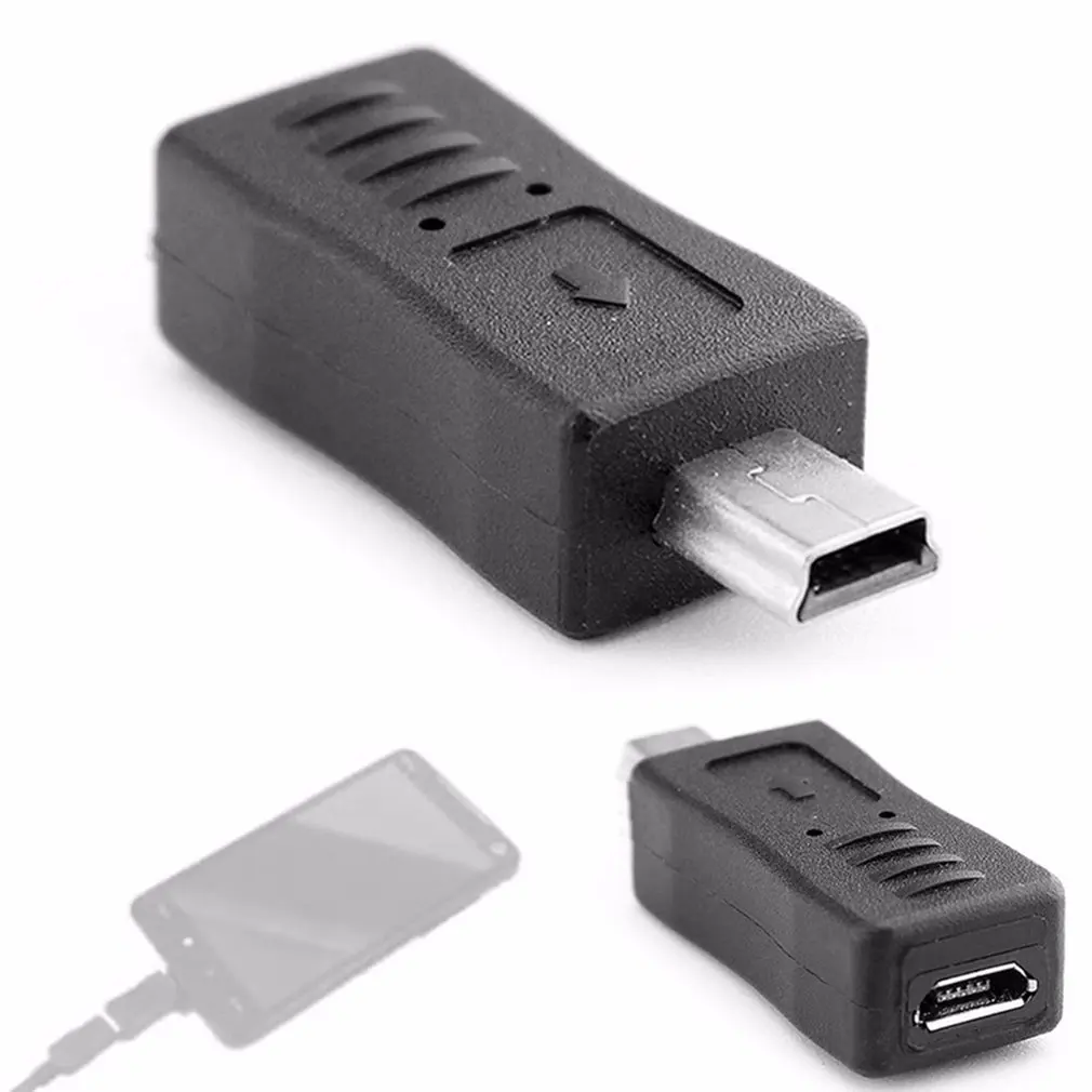 2 STKS Zwart Micro USB Female naar Mini USB Male Adapter Oplader Converter Adapter Dropshipping Groothandel
